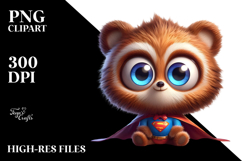 Cute Cartoon Bear Superhero Cape PNG Product Image 2