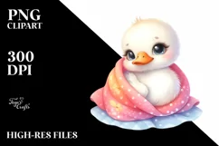 Colorful Baby Swan Smiling with Blanket | Clipart Product Image 3