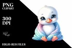 Colorful Baby Swan Smiling with Blanket | Clipart Product Image 1