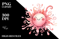 Pinkish Smiling Sun PNG Product Image 2