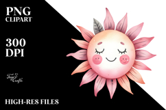 Pinkish Smiling Sun PNG Product Image 2