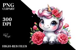 Cute Watercolor Unicorn Clipart Product Image 3