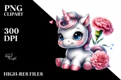 Cute Watercolor Unicorn Clipart Product Image 1