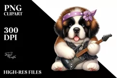 Baby Saint Bernard Rock Star | Sublimation Clipart Product Image 3
