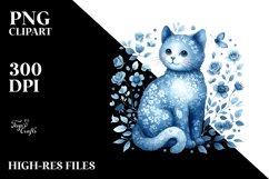 Blue Toile Cat, Fluffy PNG Product Image 2
