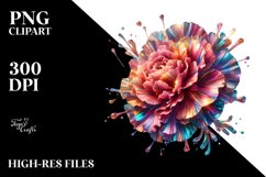 Carnation with Watercolor Splash | Sublimation | Clipart Product Image 1