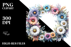 Vibrant Daisy Watercolor Frame PNG Product Image 2