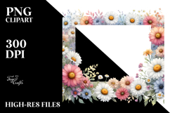Vibrant Daisy Watercolor Frame PNG Product Image 2