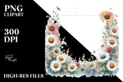 Vibrant Daisy Watercolor Frame PNG Product Image 2