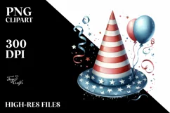 Whimsical USA Flag Vintage Party Hat Clipart Product Image 1