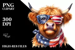 Funny Highland Cow Portrait with es Clipart Product Image 3