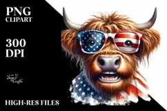 Funny Highland Cow Portrait with es Clipart Product Image 1