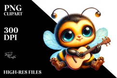 Vibrant Baby Bee with Tiny Guitar PNG Product Image 2