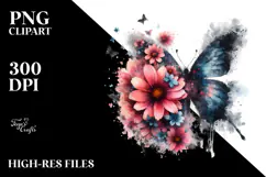 Flower Butterfly Silhouettes, High-Res PNG Product Image 2