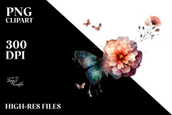 Grunge Flower Painting PNG Product Image 2