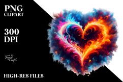 Colorful Heart Fire, PNG Product Image 2