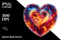 Colorful Fire Heart Painting PNG Product Image 2