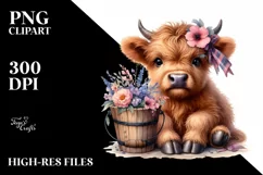 Cute Baby Highland Cow PNG Product Image 1