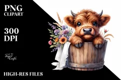Cute Baby Highland Cow PNG Product Image 1