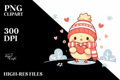 Cute Winter Chicken Sleigh Ride PNG Product Image 1