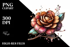 Abstract Wooden Stained Camellia Clipart Product Image 1