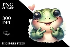 Whimsical Cute Frog Love Sign Watercolor Product Image 3