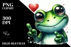Whimsical Cute Frog Love Sign Watercolor Product Image 1