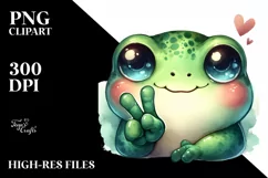 Whimsical Cute Frog Love Sign Watercolor Product Image 3