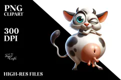 Exaggerated Cartoon Cat with Large Udder PNG Product Image 2