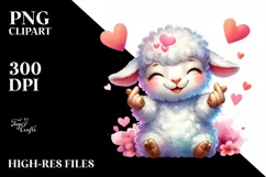 Vibrant Cute Lamb Love Sign Watercolor Product Image 1