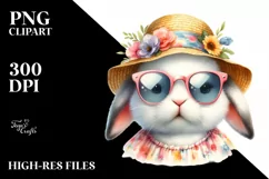 Colorful Baby Bunny with Sunglasses | Sublimation Clipart Product Image 3