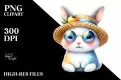 Colorful Baby Bunny with Sunglasses | Sublimation Clipart Product Image 1