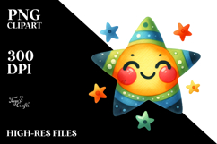 Colorful Smiling Star PNG Product Image 2