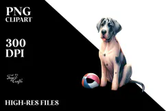 Cute Great Dane on the Beach at Sunset Clipart Product Image 2