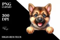 Funny Watercolor German Shepherd on White Paper | Product Image 1