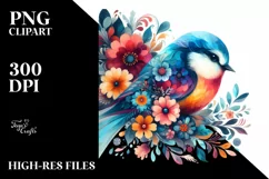 Retro Watercolor Vibrant Bird Clipart Product Image 3