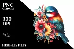 Retro Watercolor Vibrant Bird Clipart Product Image 3