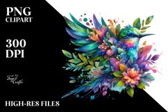 Vibrant Bird with Flowers PNG Product Image 3