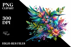 Vibrant Bird with Flowers PNG Product Image 3