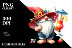 Gnome Drinking Cocktail in Summer Clothes PNG Product Image 2