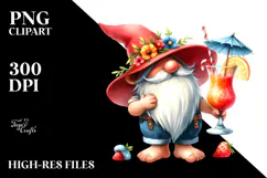 Gnome Drinking Cocktail in Summer Clothes PNG Product Image 2