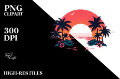 Retro Island Sunset Clipart Tshirt, 20 oz Tumbler Product Image 2