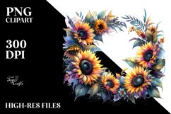 Vibrant Watercolor Abstract Sunflower | Sublimation Clipart Product Image 3