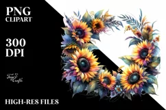 Vibrant Watercolor Abstract Sunflower | Sublimation Clipart Product Image 3
