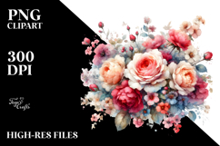 Vibrant Orange Roses Watercolor PNG Product Image 2