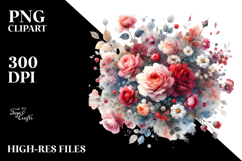 Elegant Red Roses Watercolor PNG Product Image 2