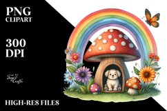 Colorful Dog House Mushroom Illustration Rainbow Clipart Product Image 2