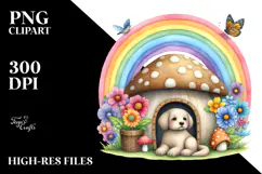 Colorful Dog House Mushroom Illustration Rainbow Clipart Product Image 2