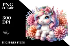 Cute Baby Unicorn with Dahlia Frame Product Image 2
