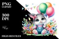 Baby Bunny Balloons PNG Product Image 2